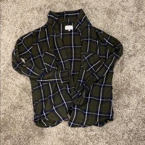 Plaid long sleeve button up